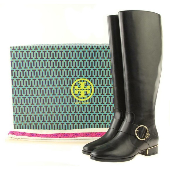 NIB TORY BURCH SOFIA BLACK BELTED BUCKLE LEATHER REVA TALL RIDING BOOTS 6 - Picture 11 of 12
